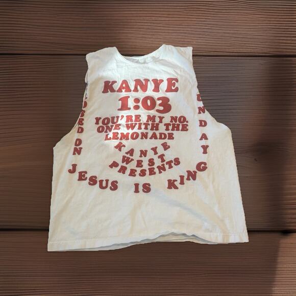 Kanye West “Jesus Is King” Sleeveless T-Shirt Cut-Off Tee Size M Approx 2019 - Picture 1 of 5